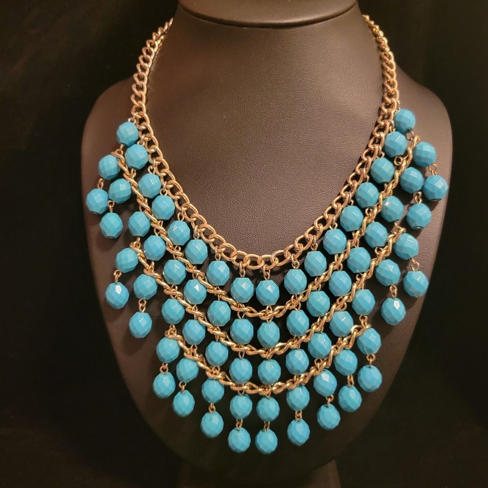 Vintage Turquoise Beaded Statement Necklace